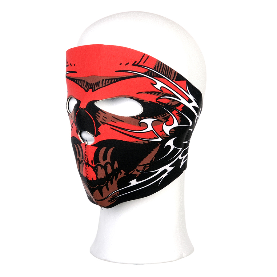 Biker mask full face red skull white lines 108 Ultrasstuff